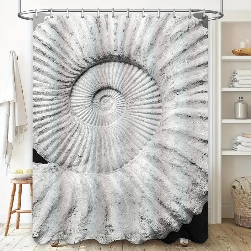 Large Shell Pattern Shower Curtains Bathroom Decor Waterproof Print Shower curtain Set Decoration for Home Bathrooms Modern Desi