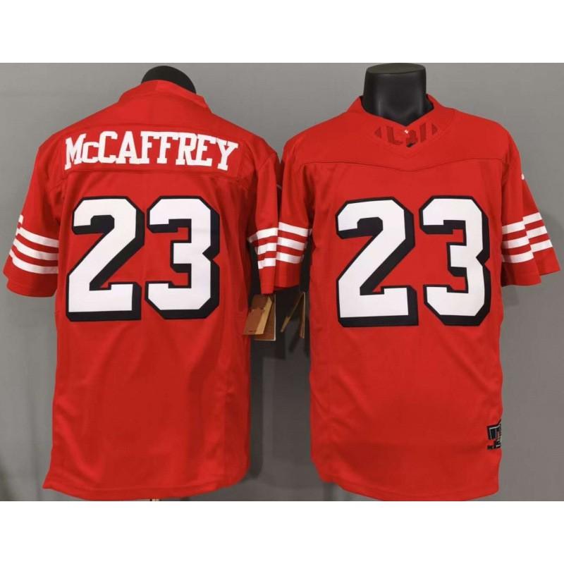 San Francisco 49ers 23 Christian McCaffrey Red Shadow Edition Rugby Jersey Mens Fan Apparel