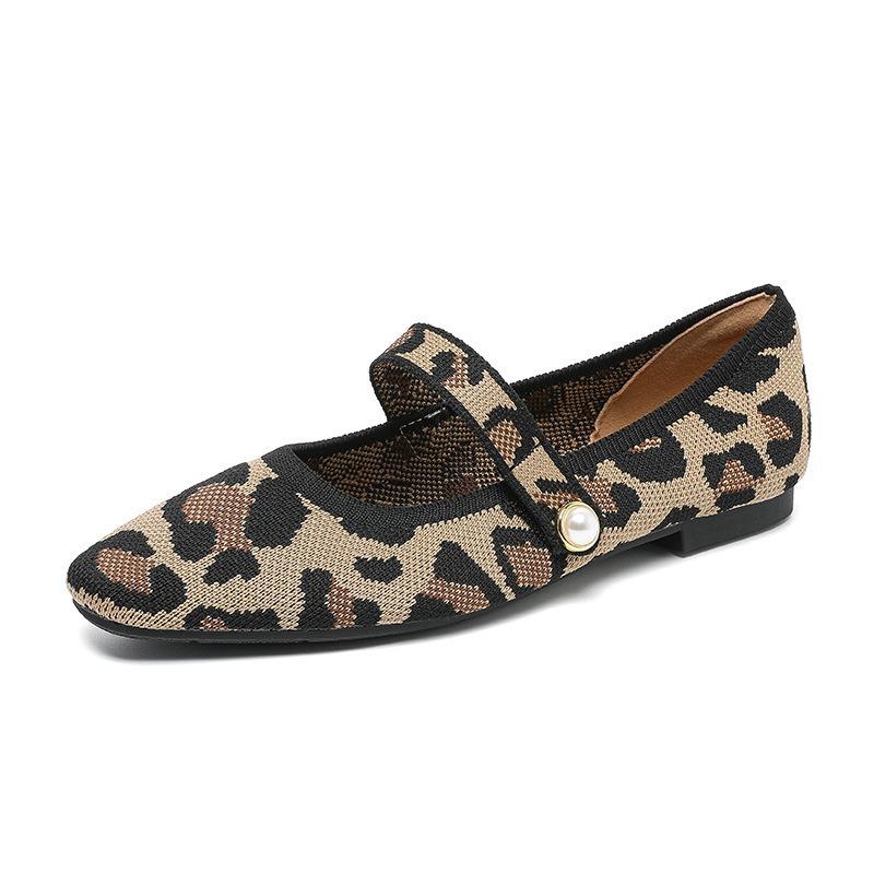 

Fashion Women s comfortable fashionable casual walking shoes knitted Lightweight breathable flat shoes Elegant minimalist women shoes 43 леопардовый