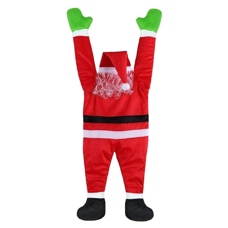 Santa Climbing Ladder Roof Clothes Ornament Suitable for Christmas Outdoor Decor