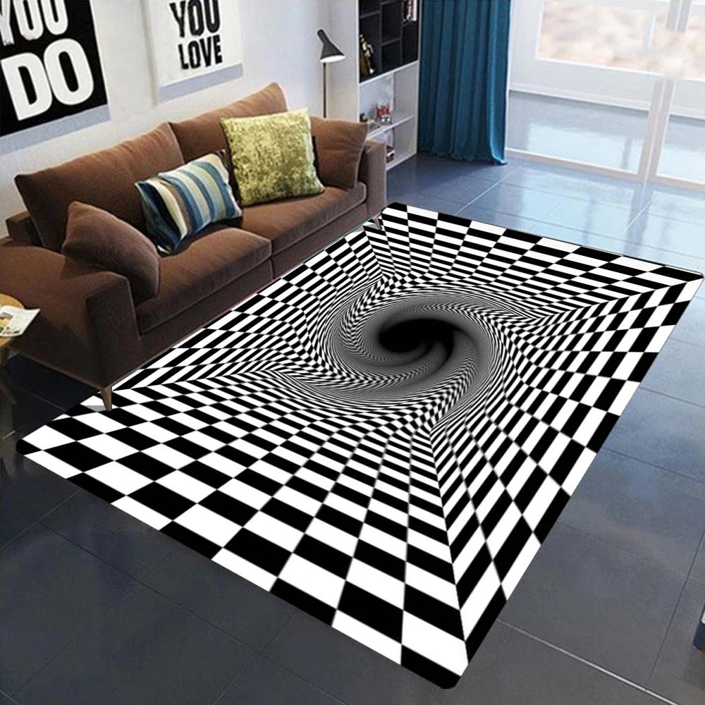 Stereoscopic Line Dizziness Carpet Living Room Sofa Home Decoration Large Carpet Anti Slip Bedroom Bedside Coffee Table Foot Pad