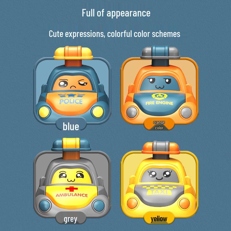 Press-and-Go Pull-Back Cartoon Car with Funny Hat - Inertial Drive Toy for Kids