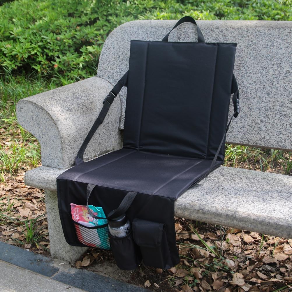 Folding Stadium Seat Camping Back Support Cushion Seat with Storage Bag Cup Holder Portable Outdoor Moisture proof