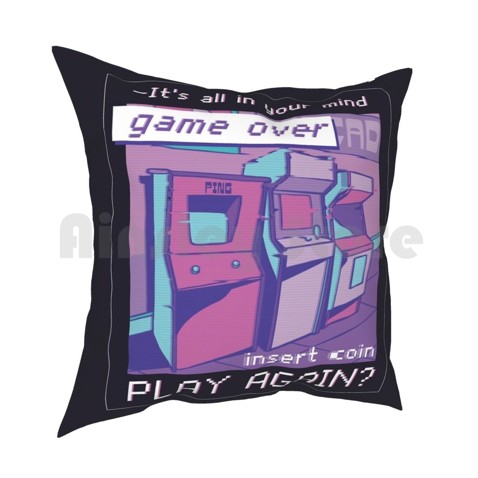 Vaporwave Arcade Quote Pillow Case Printed Home Soft DIY Pillow Cover  Arcade Neon Vintage s Retro s Aesthetic 30x30cm 12x12in