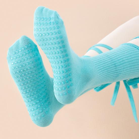 Yoga Pilates Socks with Grips for Women Non-Slip Tie-up Ankle Socks Grippy Lace-up Crew Socks for Barre Ballet Dance