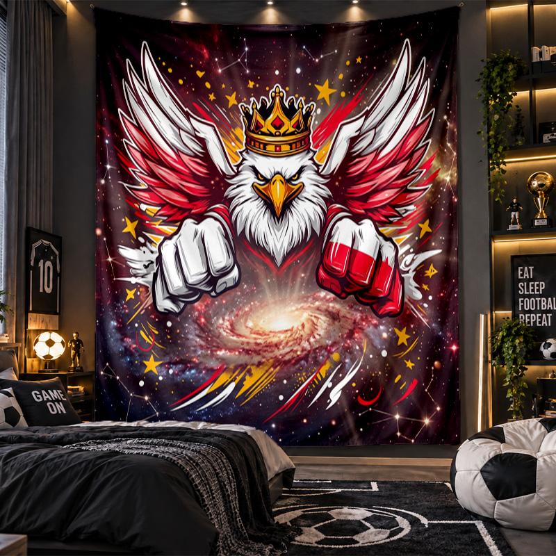 Wall Hanging Tapestry Poland Football Print Cloth for Living Room Bedroom Home Decor