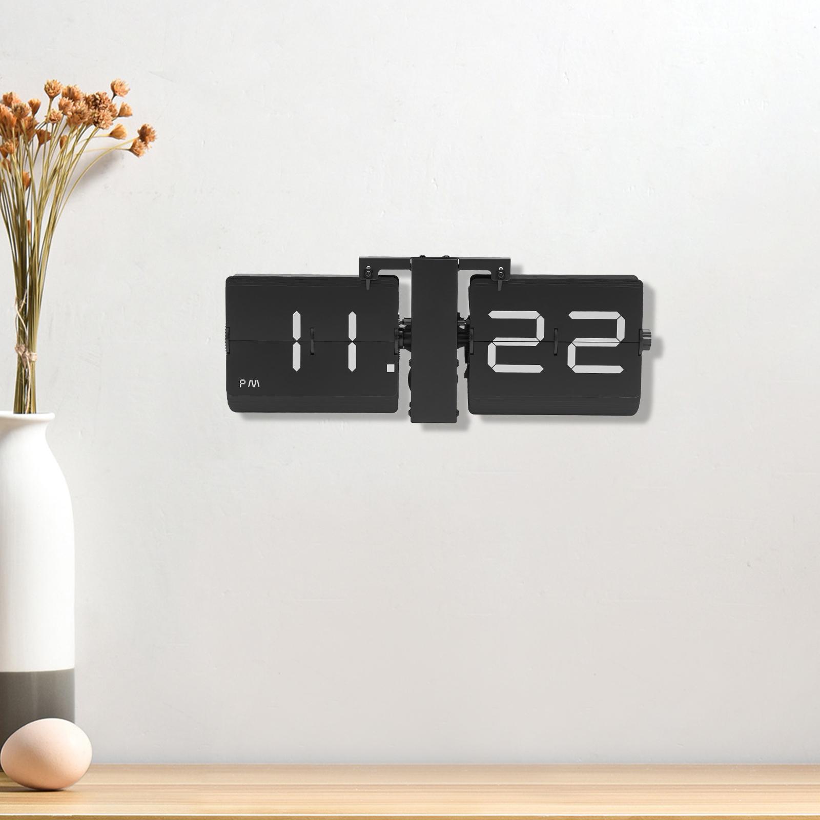 

Ретро-перекидные часы с цифровым дисплеем – Настенные и настольные перекидные часы на батарейках – Большие черные часы в винтажном стиле – 12-часовой формат AM/PM чёрный