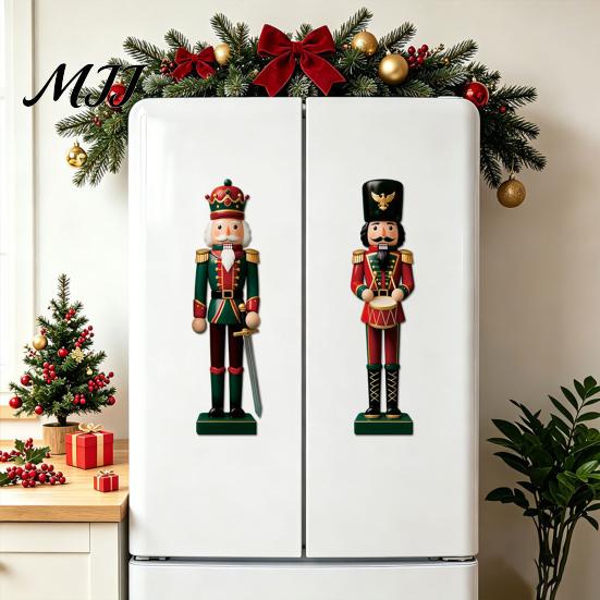Holiday Party Magnets 4Pcs Christmas Nutcracker Magnetic Decoration for Garage Door, Festive Vintage Soldier Fridge Magnet, Waterproof Dcor
