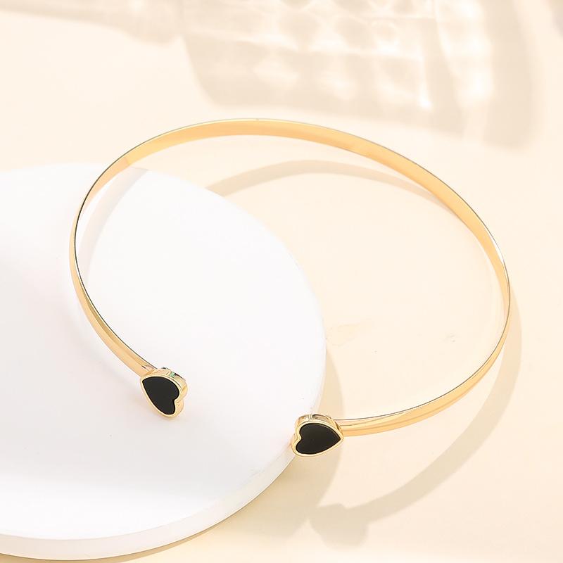 Hot-selling double heart love black jewelry bracelet personalized heart bracelet collar jewelry set women