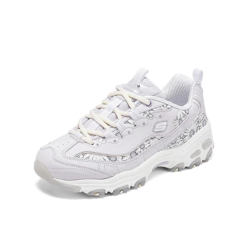 Skechers DLites 1.0 Bequeme Langlebige Low-Top Dad Shoes Damen Sneaker Grau 150538-LGLV