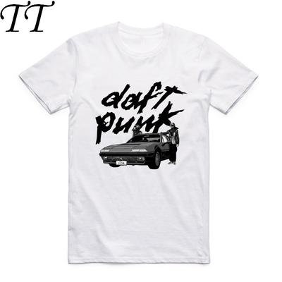 Talla Asiática Hombres Mujeres Estampado Dúo DJ Música Techno Daft Punk Camiseta Verano Casual Cuello Redondo Manga Corta Poliéster Camiseta HCP4087