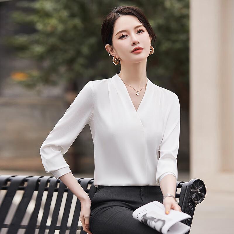 Women's V-Neck Chiffon Professional Blouse