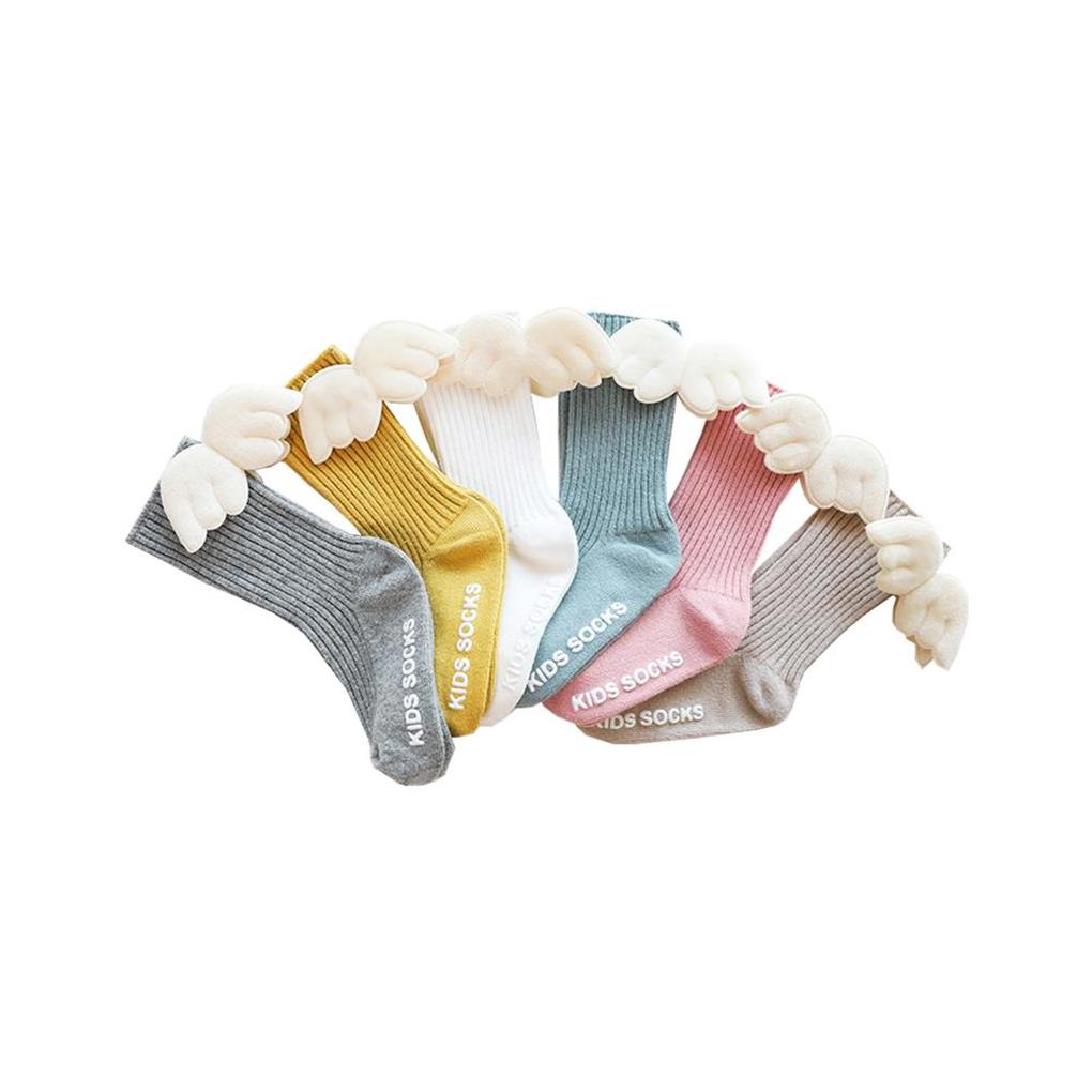 Baby Girls Knee High Bow Socks Toddler Autumn Winter Angel Wing Combed Cotton Spanish Style Plain Ribbed Non-slip Stockings