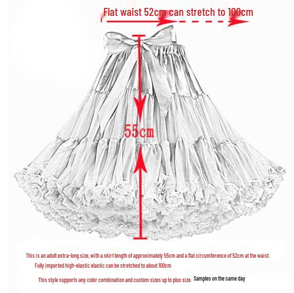 Adult Puff Skirt - Super Puffy Cosplay Crinoline Mesh, Soft Girl Lolita Princess Dress
