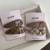 Milk Coffee Plaid Embroidered Bow Hairpin Sweet and Cute BB Clip Versatile Texture Side Clip Hair Accessories