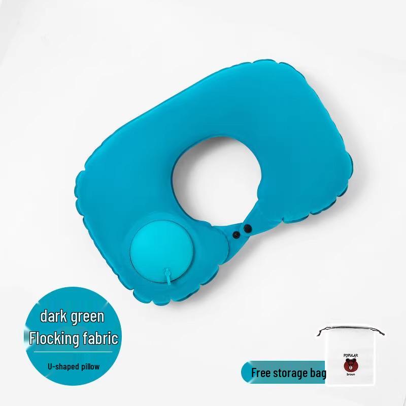 Inflatable U-shaped Neck Support Pillow for Travel - Portable and Press-type for Car & Airplane Comfort
