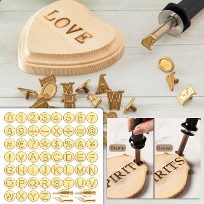 56pcs Wood Burning / Carving Set, Letter Soldering Iron DIY Tools, Alphabet Number Template For DIY Embossing And Carving Crafts Wood Burning