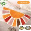 Non-Slip Bath Mat Sun Flower Half Round Door Mat Decorative Soft Microfiber Machine Washable Plant Water Absorbent Bathroom Mat