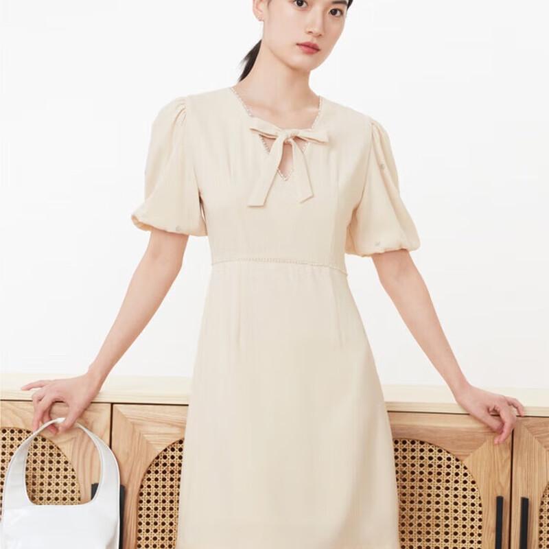 Jiu Zi Anna Kou Fashion Commuter Puff Sleeve Acetate Midi Dress