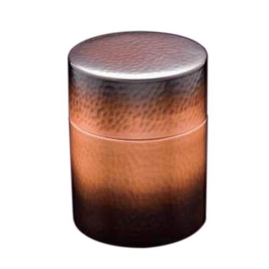 

Shinko Metal Tea Caddy, Large, Shakudo Finish (Capacity: 280g), Pure Copper Shakudo Finish, Hammered Design, BC-207
