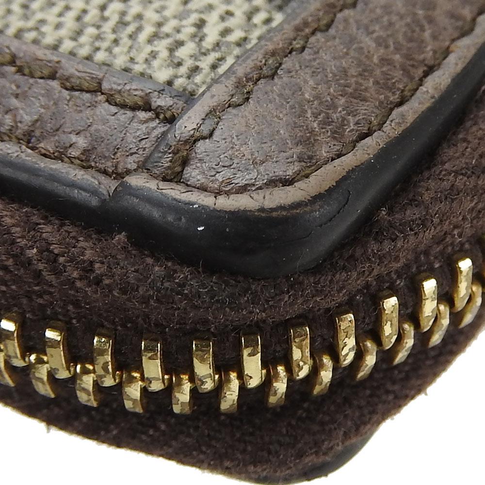 Gebrauchter GUCCI Schlüsselanhänger Off-Leder 523157 Sherry-Linie GG Supreme Canvas/Leder Beige Braunes Band