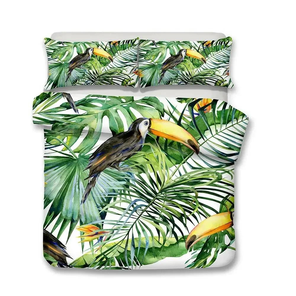 

Tropical Rainforest Green Plant Palm Leaf Comfortable Duvet Quilt Cover Pillowcase Bedding Set Bedroom Decoration Home Textile 70x133cm
