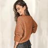 Autumn Women Loose Knit Long Sleeve Tops V-Neck Solid Lace Jumpers Pullovers Winter