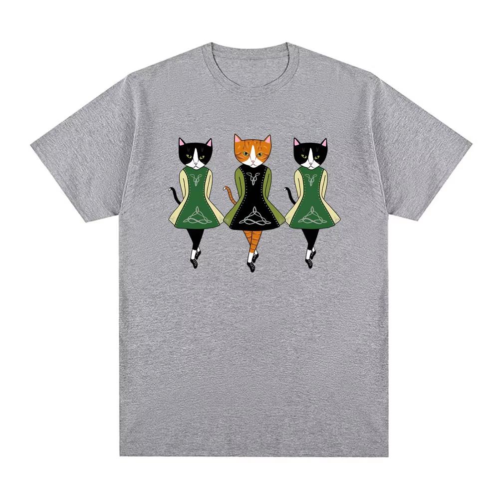 Irish Step Dancing Cats TShirt High Quality Round Neck Comfortable Tees Summer Casual Clothes Fashion Pure Cotton Oneck Tops