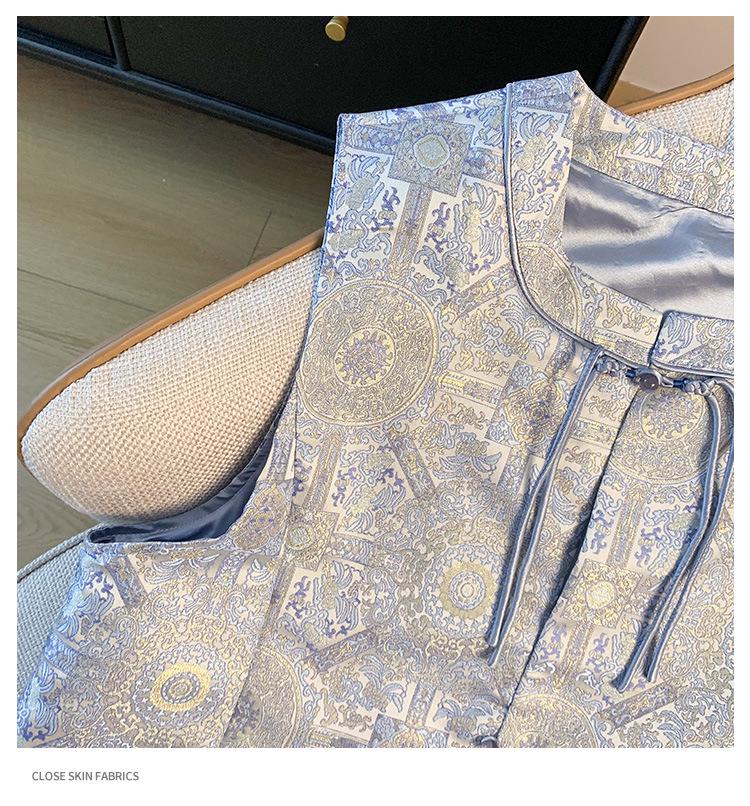 Women's Ethnic Style Jacquard Embroidery Button Collar Vest