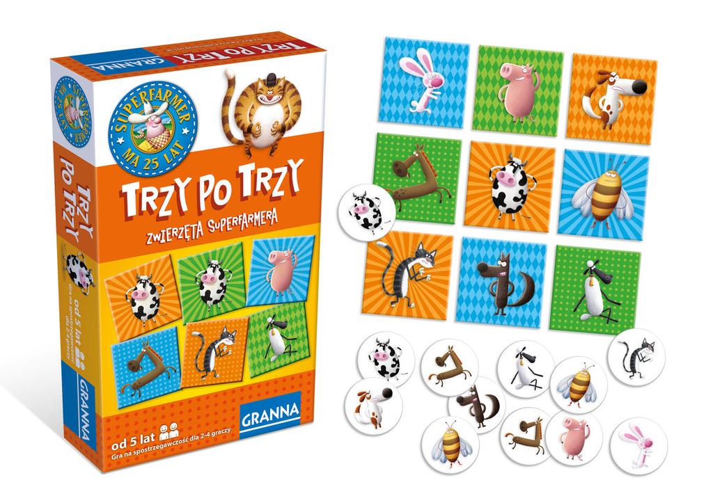 Three by Three. Superfarmer Animals. Board Game. Granna