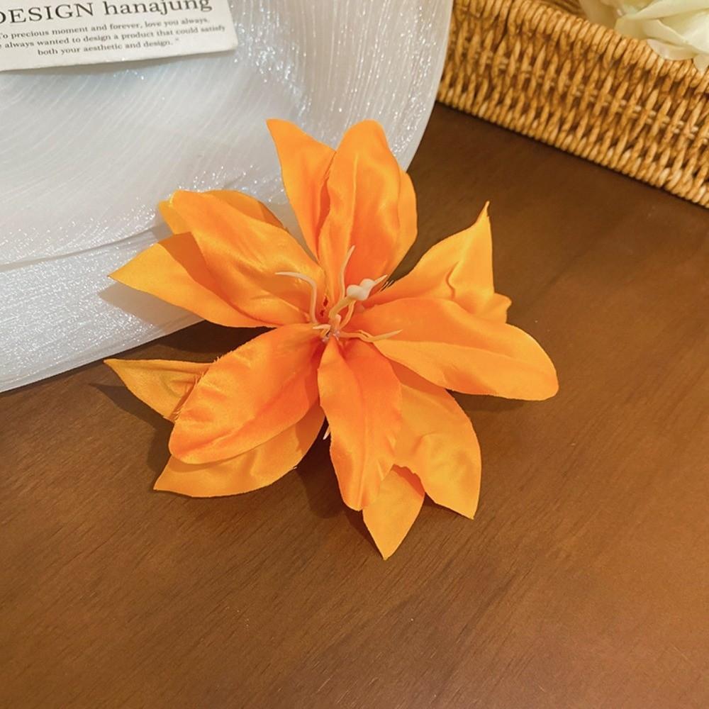 Elegant Sweet Petal Hair Clips Vintage Flower Duckbill Clip Red Fabric Hair Barrettes  Women Use