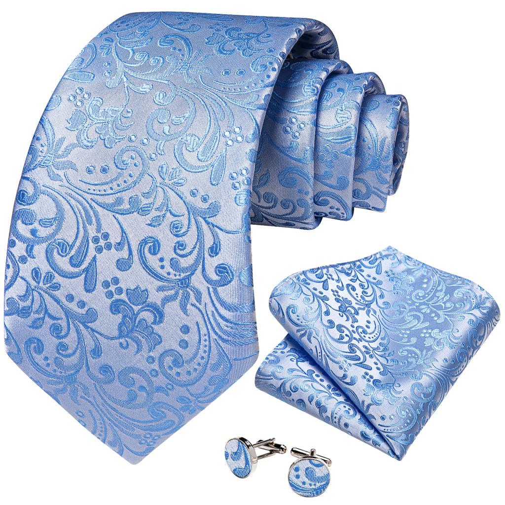 Dibangu Corbata clásica azul marino para hombre, corbata con estampado floral de cachemira, pañuelo de bolsillo, gemelos, corbata formal, regalo para hombre