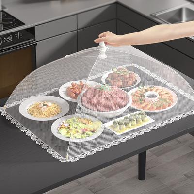 1pcs Foldable Rectangle Mesh Food Cover Household Kitchen Storage Dish Protector with Insect-Proof Net Meal Cover