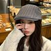 Washed Pattern Forward Hat Female British Style Retro High Sense Reverse Wearing Beret Big Head Circumference Daily Newsboy Hat Autumn
