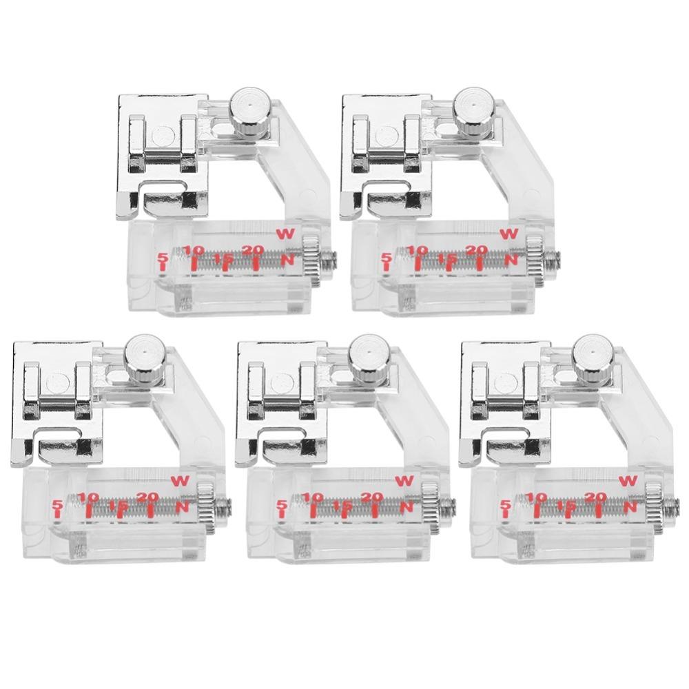 5pcs Snap On Adjustable Bias Binder Foot for Singer/JUKI/Feiyue/Acme Sewing Projects