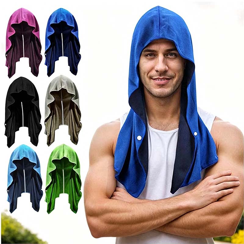 Outdoor Sports Cooling Hooded Towel U Shape Cold Neck Gaiter Quick Dry Headband for Gym Beach Camping Sun Protection