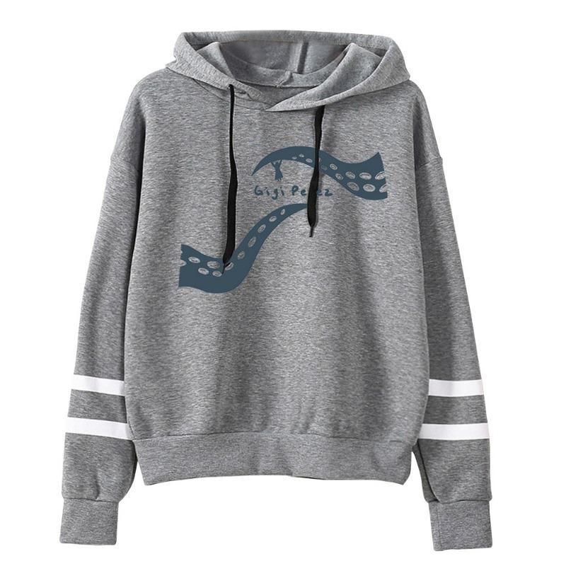 Gigi Perez Tentacle Tour Stripe Sleeve Hoodie Graphic Print Pullover Hooded Sweatshirt Casual Streetwear for Daily Wear