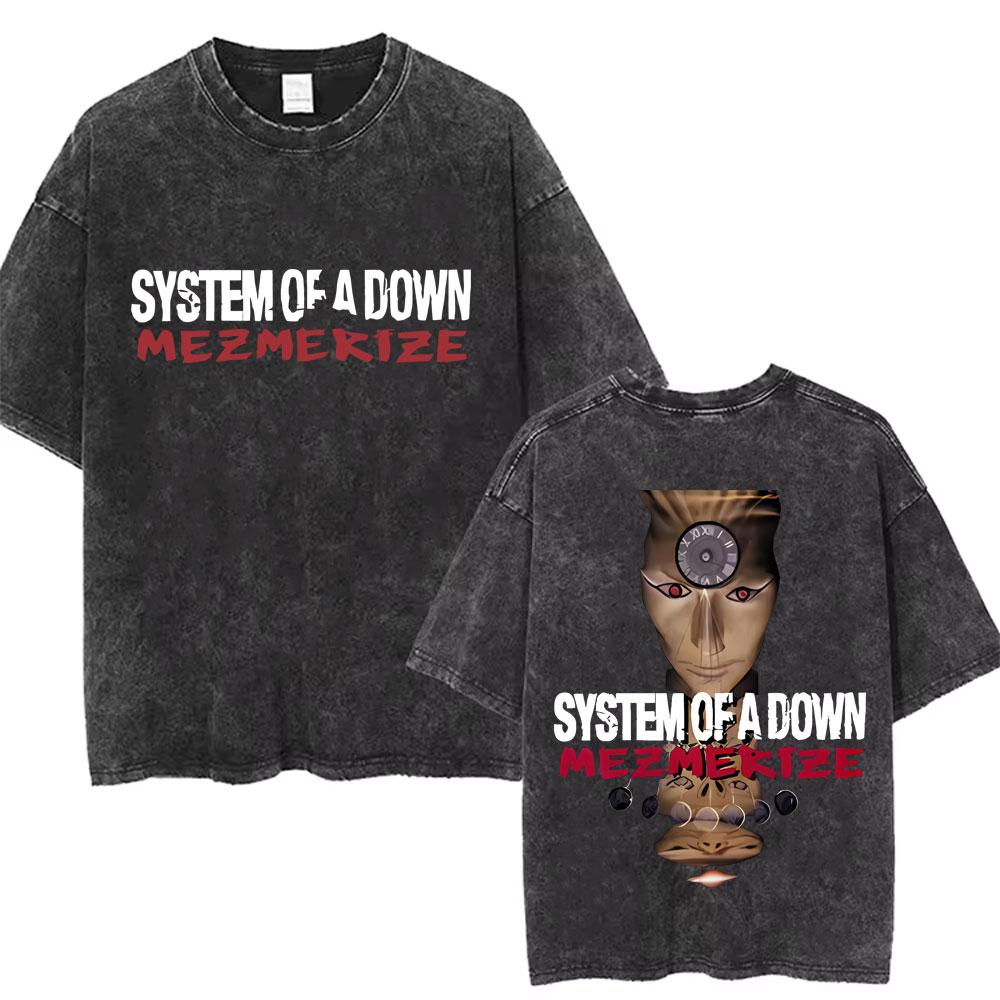 Washed Vintage System of A Down Toxicity Music Album Cover Tshirt Men Rock Oversized T Shirt S Alternative Metal Merch Tshirt