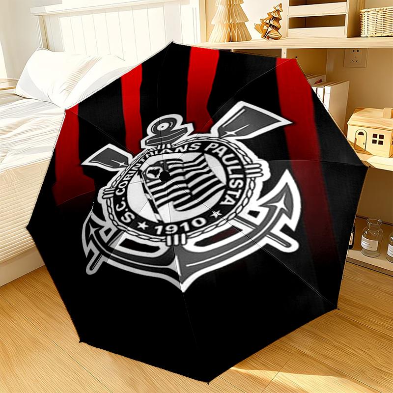 Ombrello con Emblema di Squadra di Calcio a 8 Stecche per Viaggio, Campeggio, Ombrello Leggero Portatile Casual, Essenziale per ogni Famiglia Regalo per le Vacanze