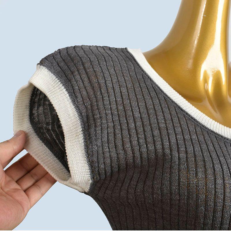 Cotton Contrast Color Knit Women's Short Sleeve Summer Design Sense Niche Western Style Fashion Small Flying Sleeve T-shirt Top All-Matching