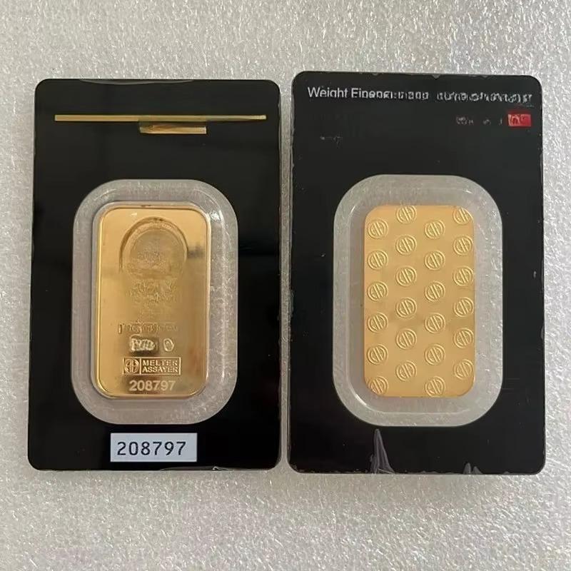 3D Gold Plated Souvenir Bar Non-Magnetic Copper Collectible Metal Bar with Unique Serial Numbers