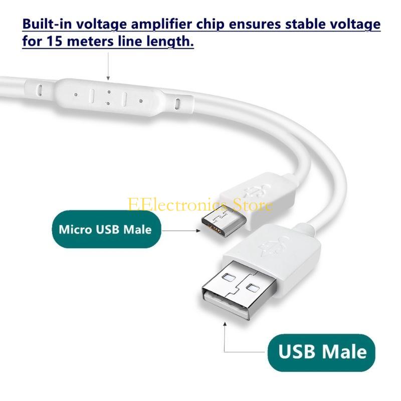 B03C Super Long USB to Micro USB Charging Cable for Thermometer / Camera Long Durable Wire 393.7in/590.55inch