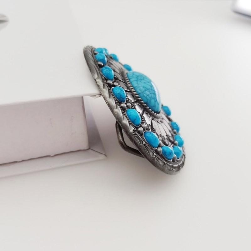 Vintage vyřezávaná přezka na opasek s květinovým vzorem Náhradní díl Snadné použití Těžká kamenná přezka na opasek Náhradní díly pro dospělé