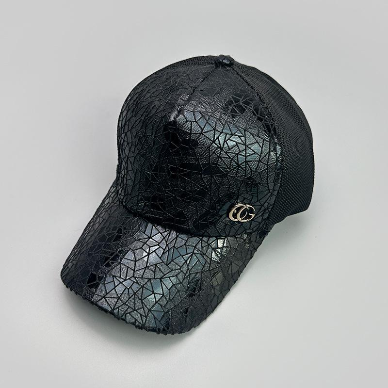 Bright Leather Pattern Outdoor Personalized Baseball Cap Men'S And Women'S Sports Fashion Sunshade Breathable Mesh Hat