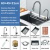 304 Stainless Steel Waterfall Kitchen Sink Sink Large Single basin With Large Single Slot Sink Above Counter With Cup Disher