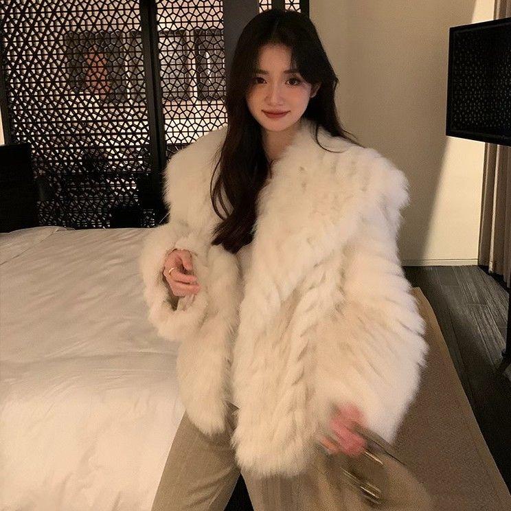 Winter Women Faux Fur Jacket Fleece Lined Thick Warm Coat Fashion Outwear