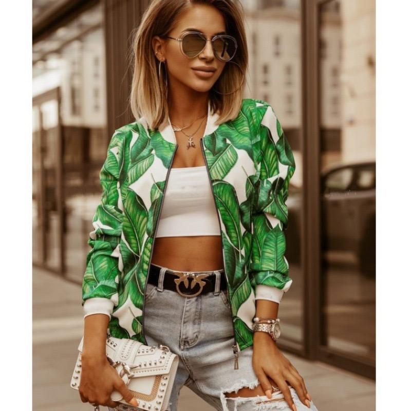 Long Sleeved Printed Short Jacket for Women's Clothing