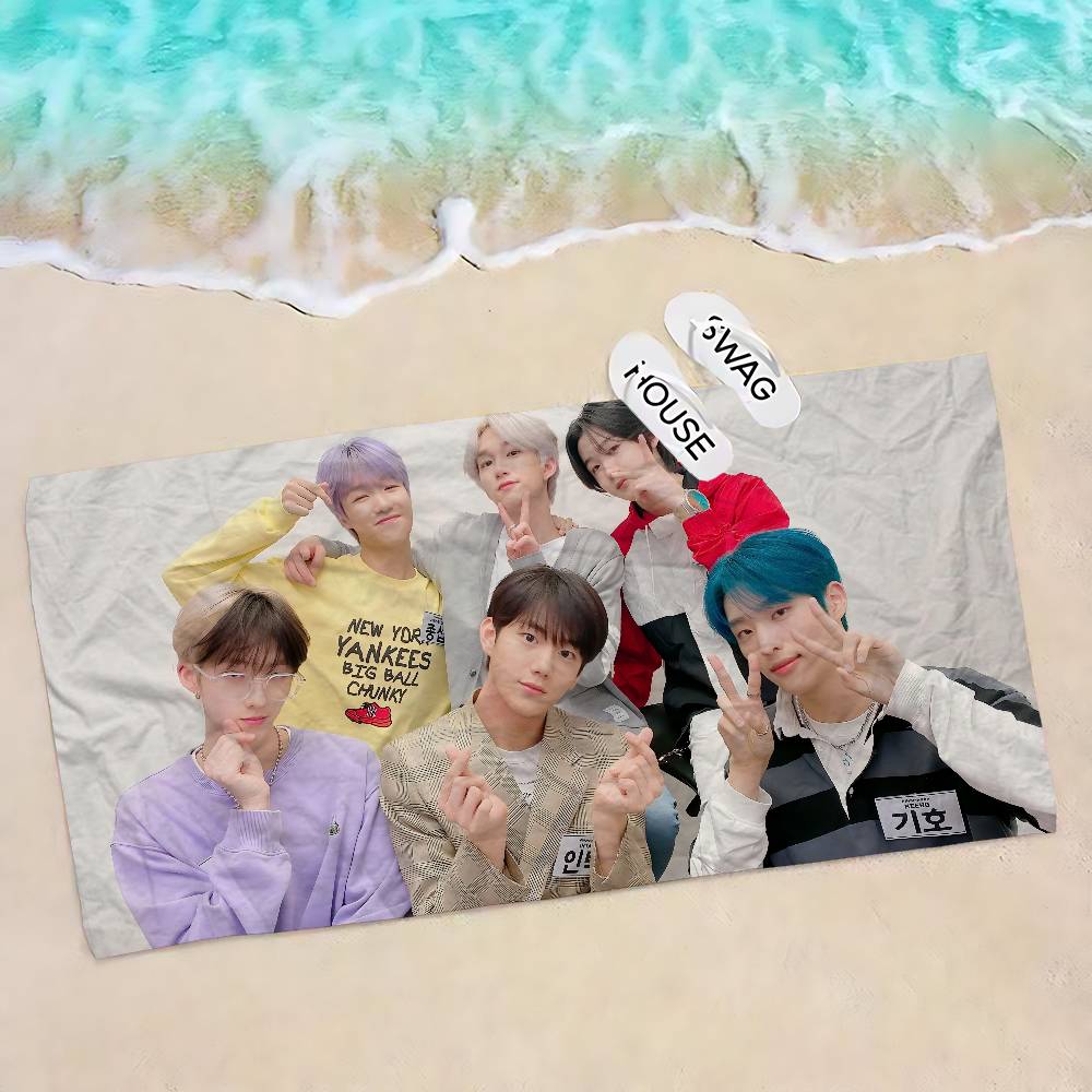 Custom P1Harmony Kpop Bath Towel Microfiber Soft Water Absorbing Breathable For Girl Kids Decorative Cartoon Beach Towel