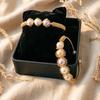 Natural Freshwater Pearl 5-6Mm Gilt Temperament Light Luxury Bracelet Women'S Pure Handmade Copper-Plated Real Gold Winding Open Hand