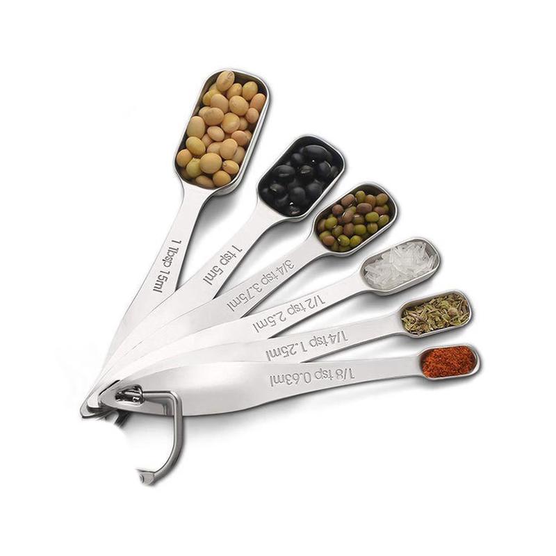 6-Piece Stainless Steel Rectangular Measuring Spoon Set